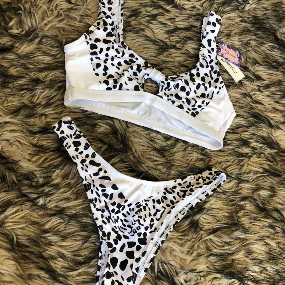 White Leopard Print Bikini